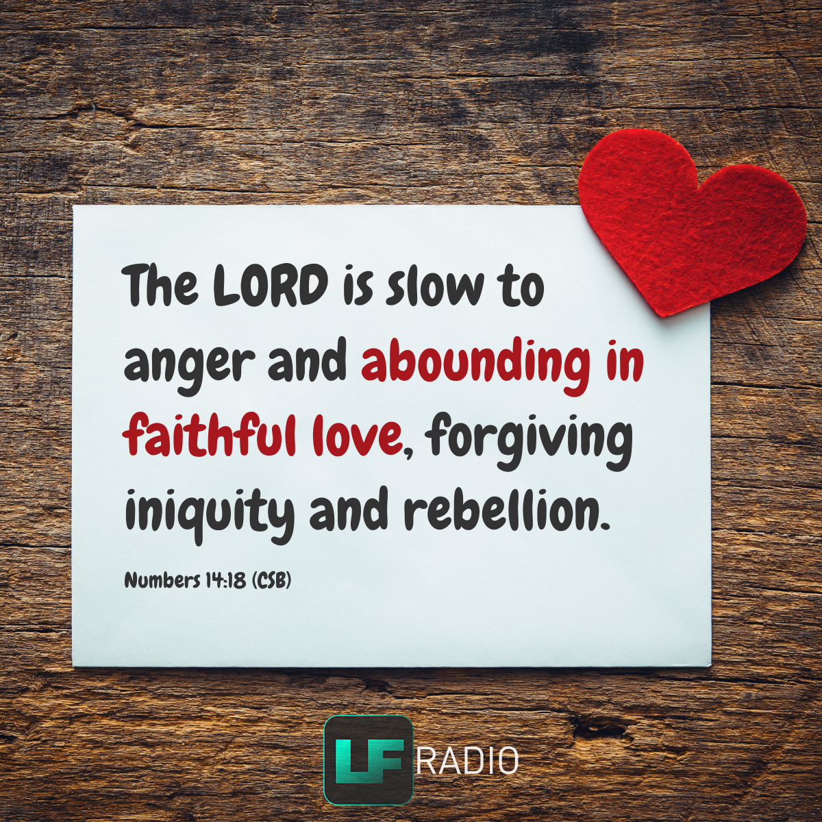 Numbers 14:18 - Verse of the Day