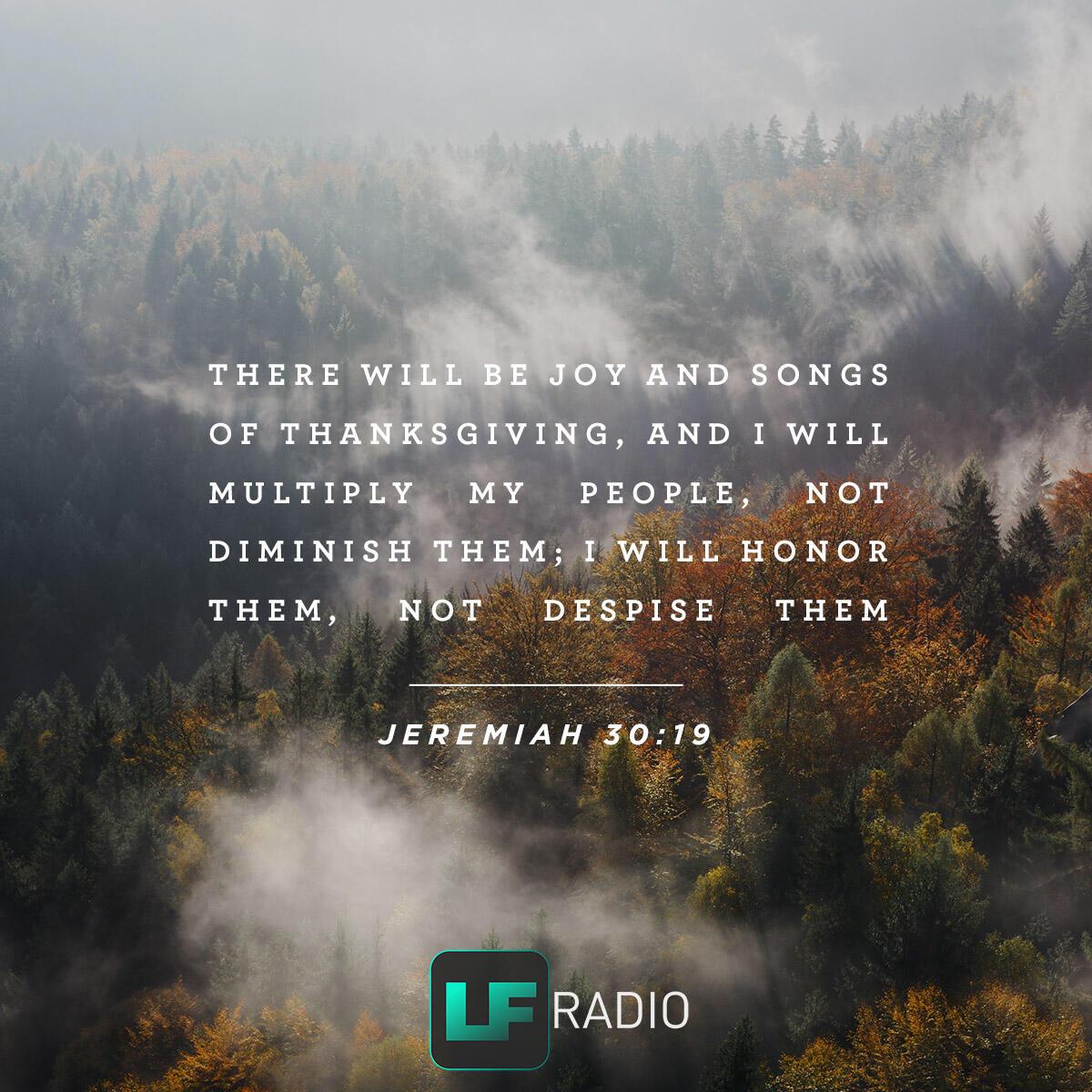 Jeremiah 30:19 - Verse of the Day