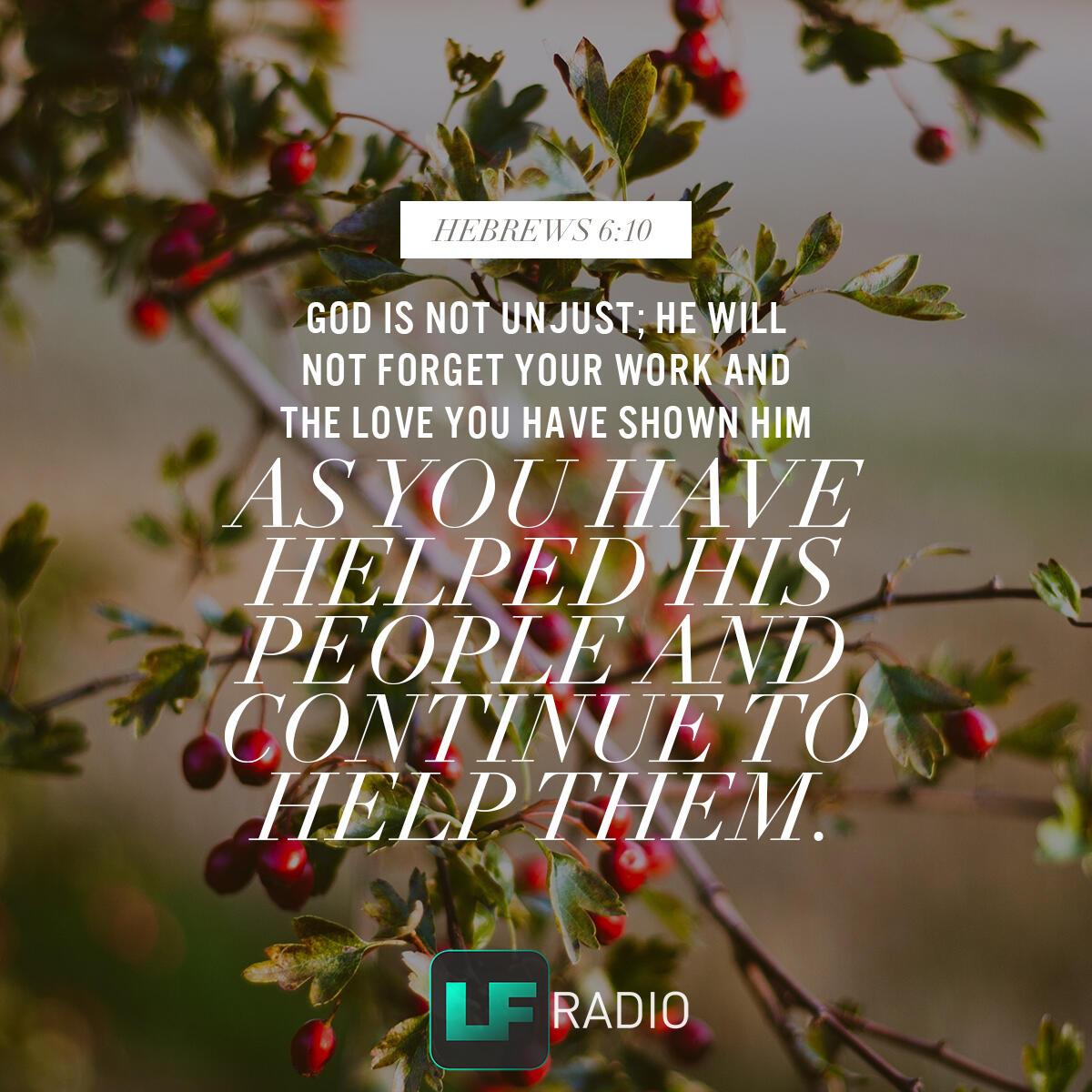 Hebrews 6:10 - Verse of the Day