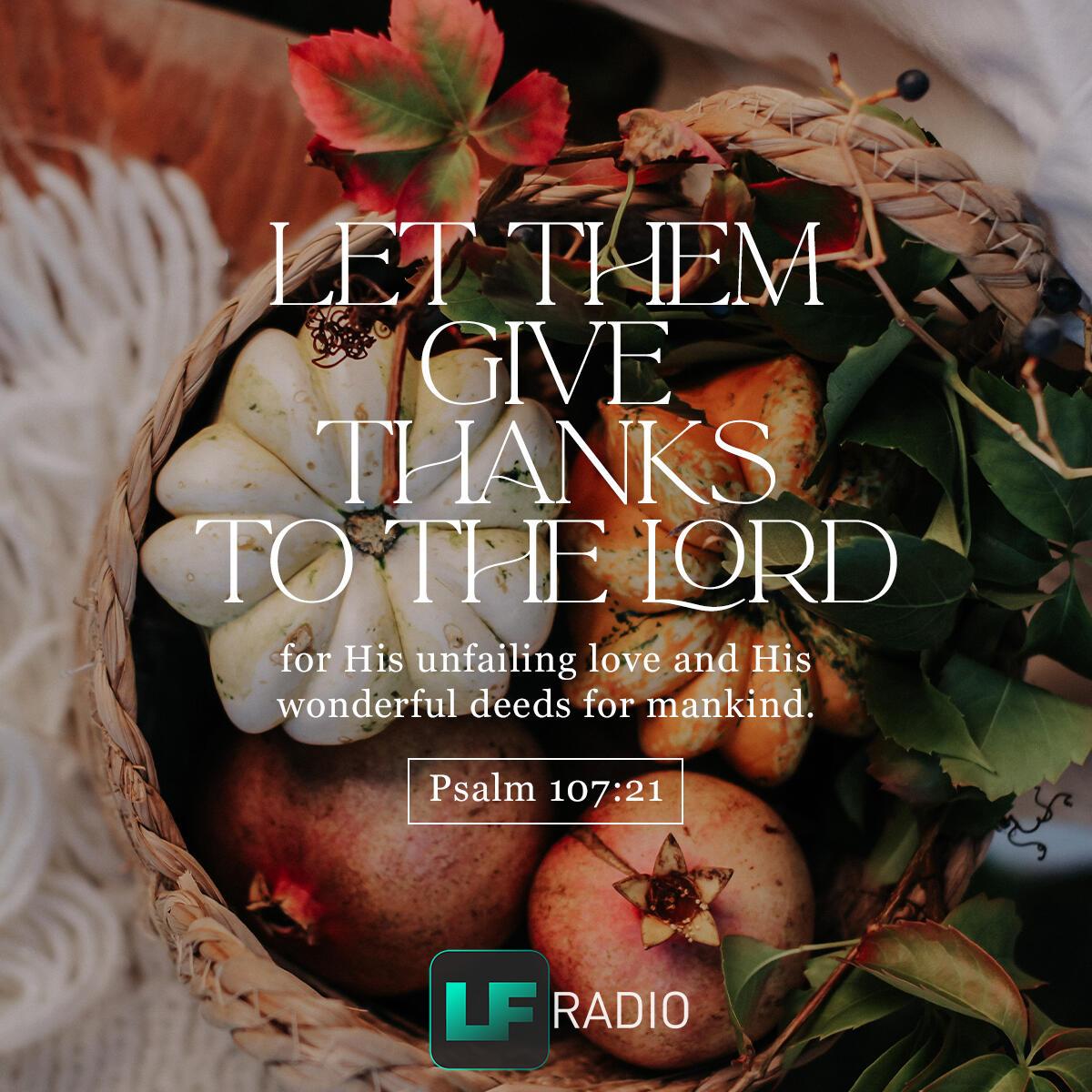 Psalm 107:21 - Verse of the Day