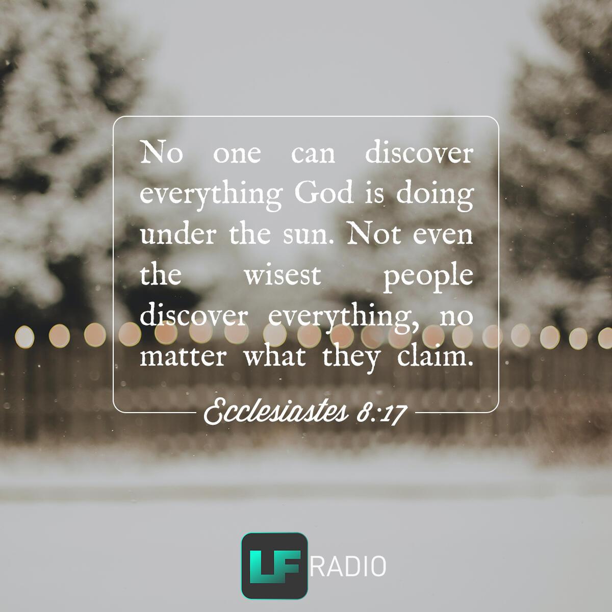 Ecclesiastes 8:17 - Verse of the Day