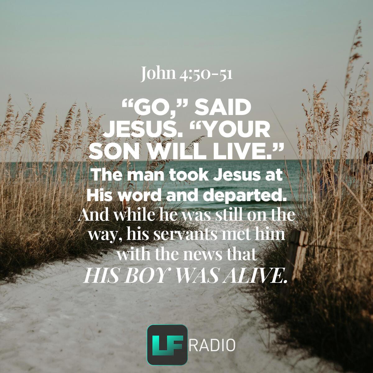 John 4:50-51 - Verse of the Day